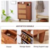 Modern Minimalist MDF Shoe Cabinet with Metal Legs, Storage Organizer with Multiple Drawers, Ideal for Nordic, Industrial Style Homes, Walnut Finish - 3 of 4