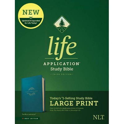 NLT Life Application Study Bible, Third Edition, Large Print (Leatherlike, Teal Blue) - (Leather Bound)