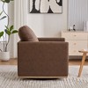Kumasinova 360° Swivel Chair, Square Accent Chair, Chenille Upholstered Lounge Armchair/Club Chair, Weathered Wooden Base, Removable Back Pillow - 2 of 4