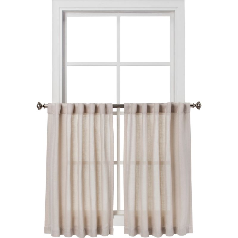 2pk 42&#34;x36&#34; Light Filtering Bonaire Curtain Tiers Beige - Threshold&#8482;, 1 of 7
