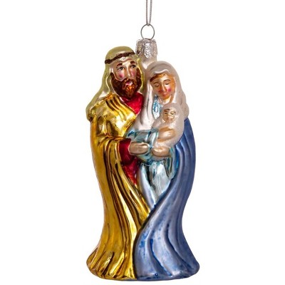 Kurt Adler Noble Gems Glass Ornament for Christmas Tree, Holy Family