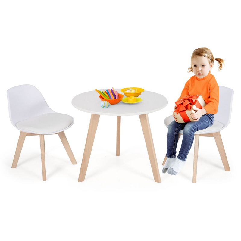 Costway Kids Table & 2 Chairs Set Modern Activity Play Table w/Beech Leg Cushion, 5 of 11