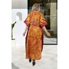LA LEELA Women's Summer Holiday Beach Casual Dailywear Loose Caftan Long Casual Mumu Loungewear Dashiki House Dresses 2X-3X Brown, Leaf - 3 of 4