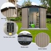 Syemin Storage Sheds Outdoor Lockable Door Storage Sheds 6ftx4ft Apex Roof Brown with Sliding Doors Roof Waterproof, Brown, 74"*42.5"*72" - 4 of 4