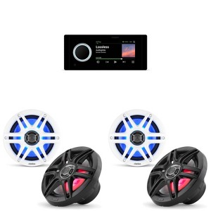 Fusion MS-RA800 Apollo Source Unit w/ ( 2 Pair ) Clarion CMS-651RGB-SWB 6.5-inch Coaxial Marine Speakers with built-in RGB illumination ( Includes ... - 1 of 4