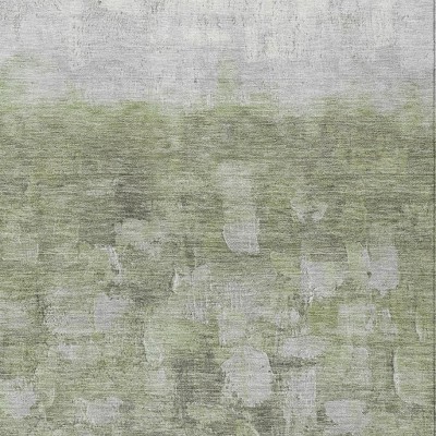 HomeRoots 3' X 5' Fern Green And Silver Abstract Washable Indoor Outdoor Area Rug