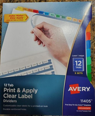 Avery Print & Apply Clear Label Dividers W/color Tabs 12-tab Letter 5 ...