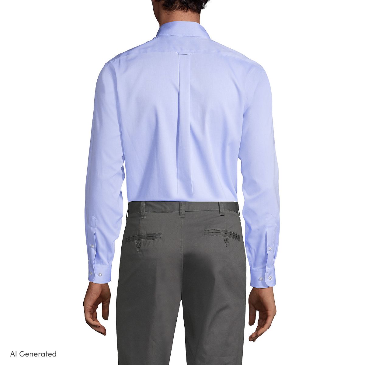 Lands' End School Uniform Men's Long Sleeve No Iron Pinpoint Dress Shirt - thumbnail 2