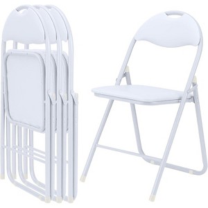 4 Pack Folding Chairs with Cushion– Portable Metal Stackable Chairs,Non-Slip Feet for Indoor & Outdoor Events - 1 of 4