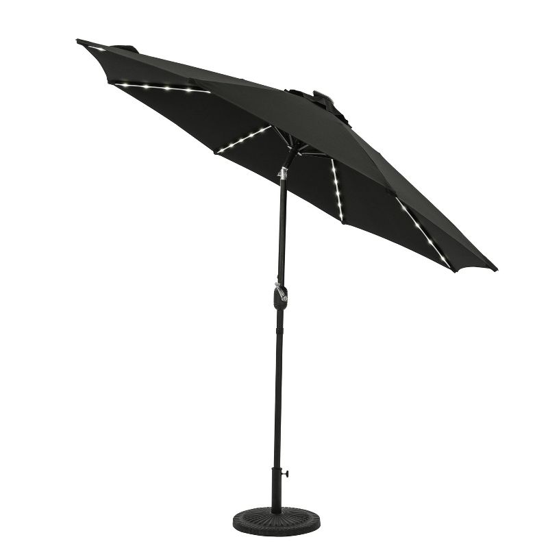 9&#39; x 9&#39; Mirage II Fiesta Market Patio Umbrella with Solar LED Tube Lights Black - Island Umbrella, 4 of 17