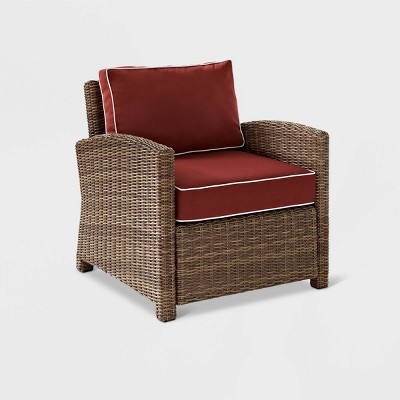 Bradenton Wicker Outdoor Patio Arm Chair - Red/Brown - Crosley