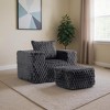 HomeRoots 42" Charcoal Chenille Arm Chair With Ottoman - 2 of 4