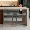 Tangkula Set of 2 Saddle Bar Stools Counter Height Kitchen Chairs w/ Rubber Wood Legs - 3 of 4