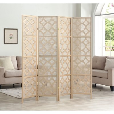 NicBex 4-Panel Room Divider for Home, Divider for Room Separation, Modern Folding Fabric Privacy Screen with Wood Legs for Home & Office, Gold