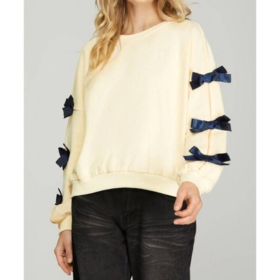 Women's Bow Tied Sweatshirt Top - SHE + SKY