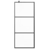 VidaXL Walk-in Shower Wall 35.4 in.x76.8 in. Frosted ESG Glass Black - 3 of 4