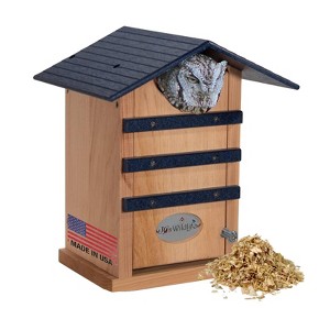 JCS Wildlife Cedar Screech Owl Nest Box with Poly Lumber Roof - 1 of 4
