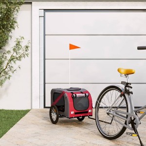 vidaXL Pet Bike Trailer Red and Gray Oxford Fabric and Iron - 1 of 4