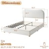 AMERLIFE Boucle Bed Frames, Upholstered Platform Bed with Curved Shaped Headboard, Cream - 2 of 4