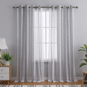 Garvee Sheer Stripe Curtains for Living Room Bedroom Window Grommet Voile Drapes, 2 Panels - 1 of 4