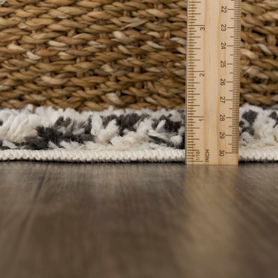Charcoal and Beige Synthetic Shag Runner Rug 2'7" x 7'3"