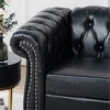 Classic Chesterfield PU Leather Armchair, Tufted Accent Chair Club Chair with Rolled Arms & Nailhead Trim – ModernLuxe - 3 of 4