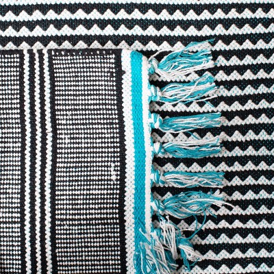 Turquoise Cascade Hand-Woven Cotton 8' x 10' Area Rug