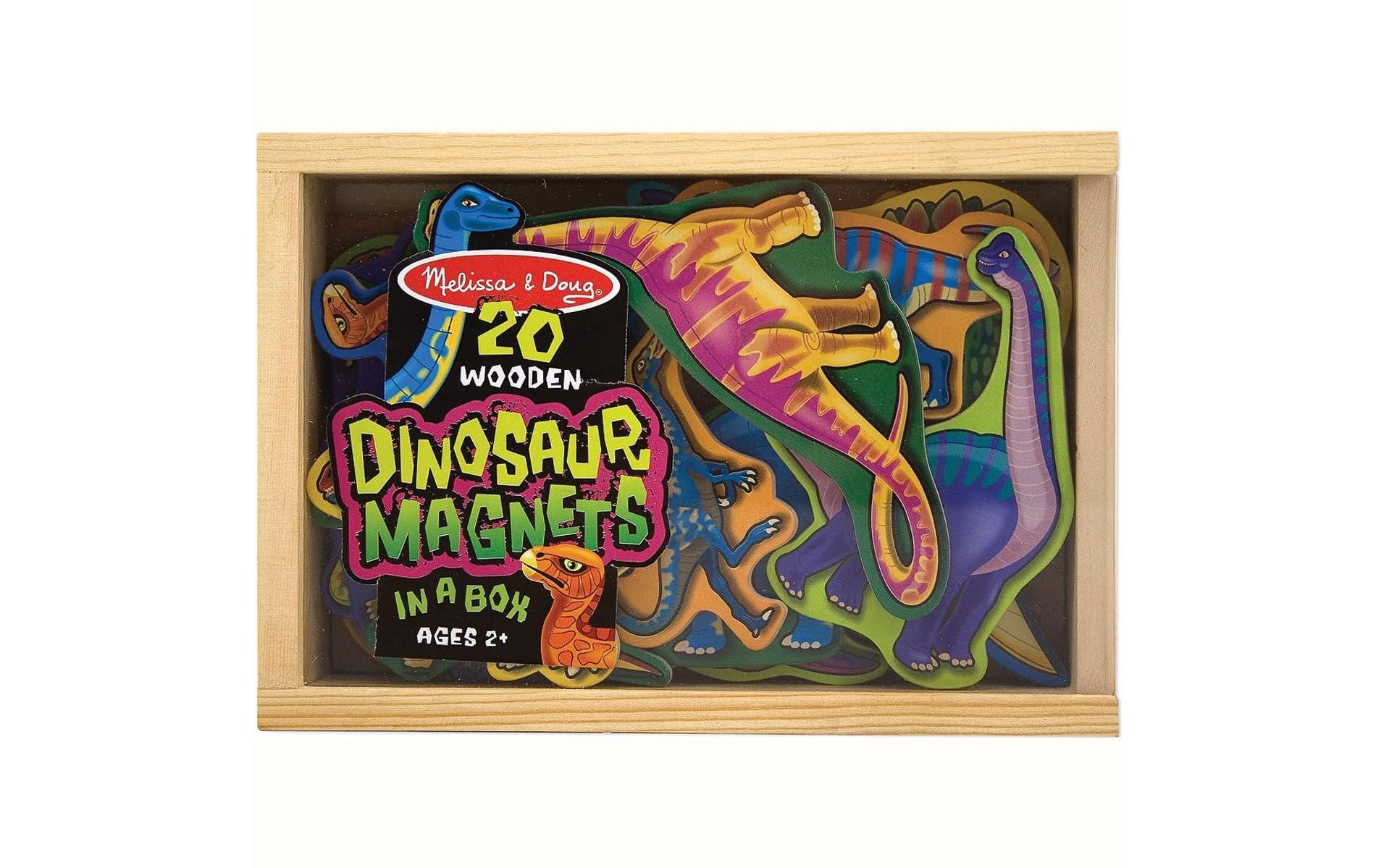 Melissa & Doug Magnetic Wooden Dinosaurs in a Wooden Storage Box (20 pcs)