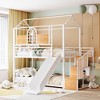 NicBex Twin Over Twin Metal Bunk Bed with Guardrail,House-Shaped Loft Bed with Slide and Storage Stair for Bedroom,Black+Brown/Black/White - 2 of 4