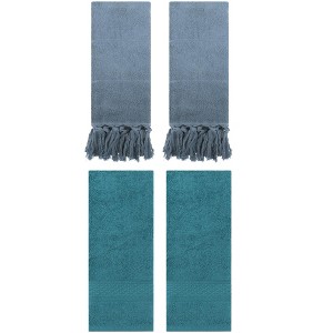 REGALWOVEN 4 Packs Solid Textured and Tassels Soft Absorbent Decorative Hand Towel - 1 of 4