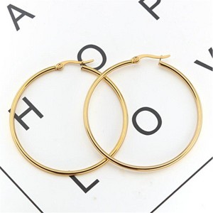 14K Gold Extra Large Hoop Earring with French Lock Closure (60mm) - 1 of 4