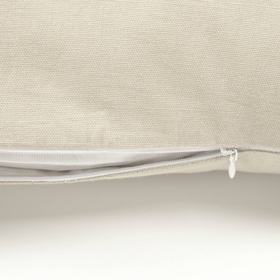 Neutral Embroidered Cotton Lumbar Pillow Cover 13" x 20"