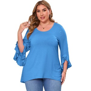 Clearlove Women Plus Size Top Shirt Ruffl Sleeve Blouse - 1 of 4
