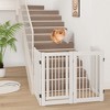 Costway 30" Configurable Folding Free Standing 4 Panel Wood Pet Dog Safety Fence w/ Gate - 2 of 4