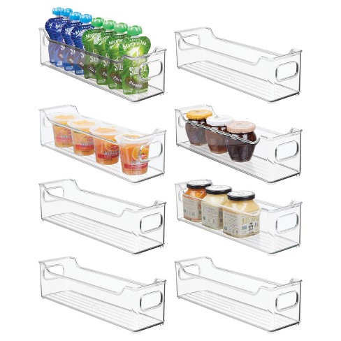 mDesign Slim Plastic Storage Organizer Bin for Home and Kitchen, 8 Pack - Clear