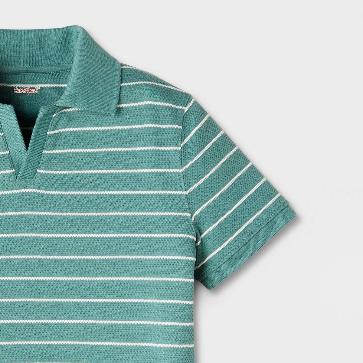 Boys' Short Sleeve Johnny Collar Striped Textured Polo Shirt - Cat & Jack™ - thumbnail 3