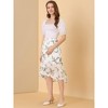 Allegra K Women's Floral High-Low Elastic Waist Ruffle Hem Flowy Midi Chiffon Skirt - 3 of 4