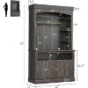 72in Tall Buffet Bar Cabinet with LED Lights, Microwave Stand, Wine Rack and Glass Shelf, Farmhouse Kitchen Sideboard Coffee Hutch - 2 of 4