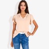Anna-Kaci Women's Short Sleeve Ruffle Hem V-Neck Blouse Lightweight and Comfortable Casual Top - 2 of 4