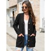 Women's Open Front Cardigan Sweater with Pockets Long Sleeve Cable Knit Button Loose Cardigan Sweater Outwear - 3 of 4