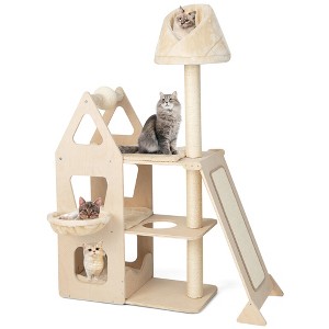 Tangkula 52" Tall Cat Tree w/ Scratching Post Ball & Board Plush Condo Padded Perch - 1 of 4
