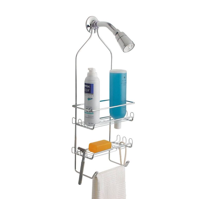 iDESIGN Milo Metal Wire Hanging Shower Caddy Baskets and Towel Bar Chrome, 5 of 7