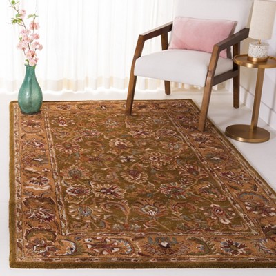 Classic Olive and Camel Hand-Tufted Wool Area Rug