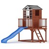 2-Story Outdoor Wooden Cedar Playhouse for Kids - Elevated Modern Design with Slide, Climbing Wall and Step Ladder - 2 of 4