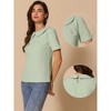 INSPIRE CHIC Women's Floral Jacquard Puff Short Sleeve Peter Pan Collar Blouse - 2 of 4