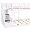 NicBex Twin over Twin Bunk Bed Pine Bed Frame with Storage Stairs, Guardrail, Convertible Slide and Ladder, No Box Spring Required - image 4 of 4