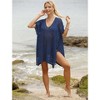 Clearlove Women's Plus Size Crochet Bikini Coverup Summer Short Sleeve V Neck Bikini Beach Dress - 3 of 4