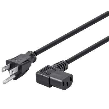 Monoprice Power Cord - 2 Feet - Black | NEMA 5-15P to Right Angle IEC 60320 C13, 16AWG, 13A/1625W, SJT, 125V Works With Most PCs Monitors Scanners and