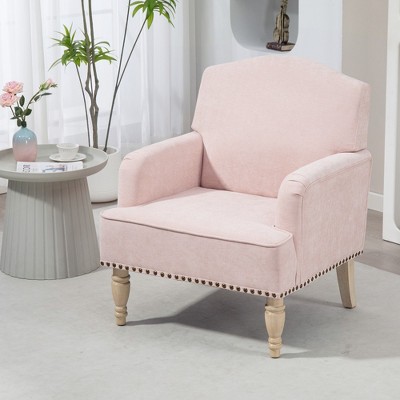 Grungis Classic Nailhead Trim Accent Chair,Club Chair with Durable Woode Legs & Plush Polyester Seat,Accent Chair for Bedroom,Reading Room,Office