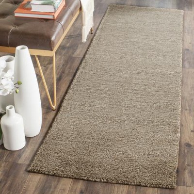 Brown Hand-Knotted Wool Runner Rug, 2'3" x 10'